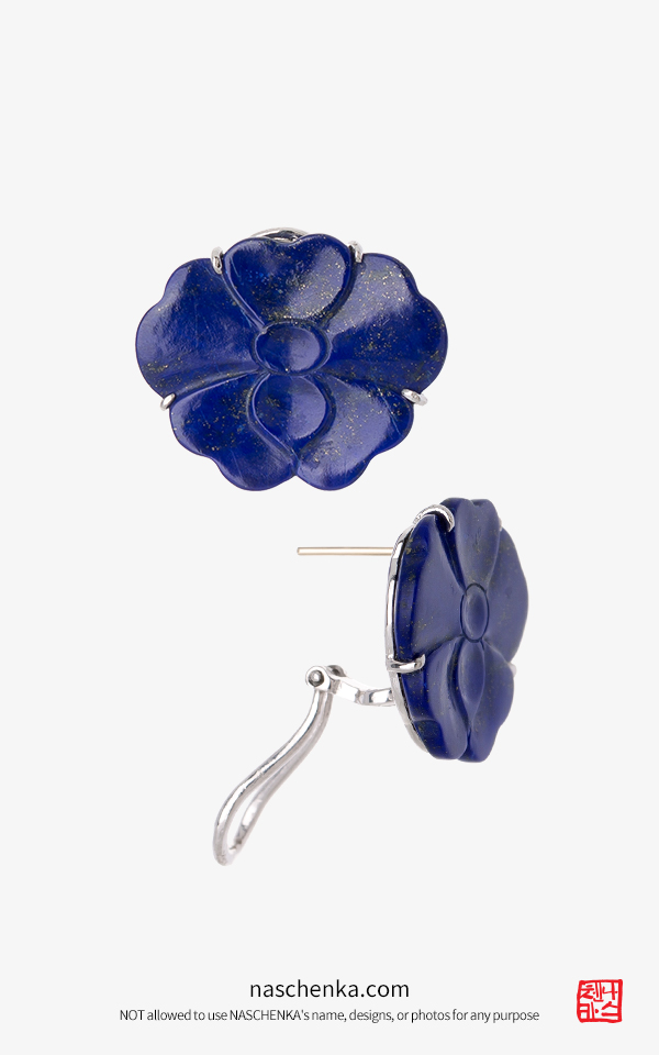 1540300 - 청금석귀걸이 라피스라쥴리귀걸이 가로형 푸른꽃