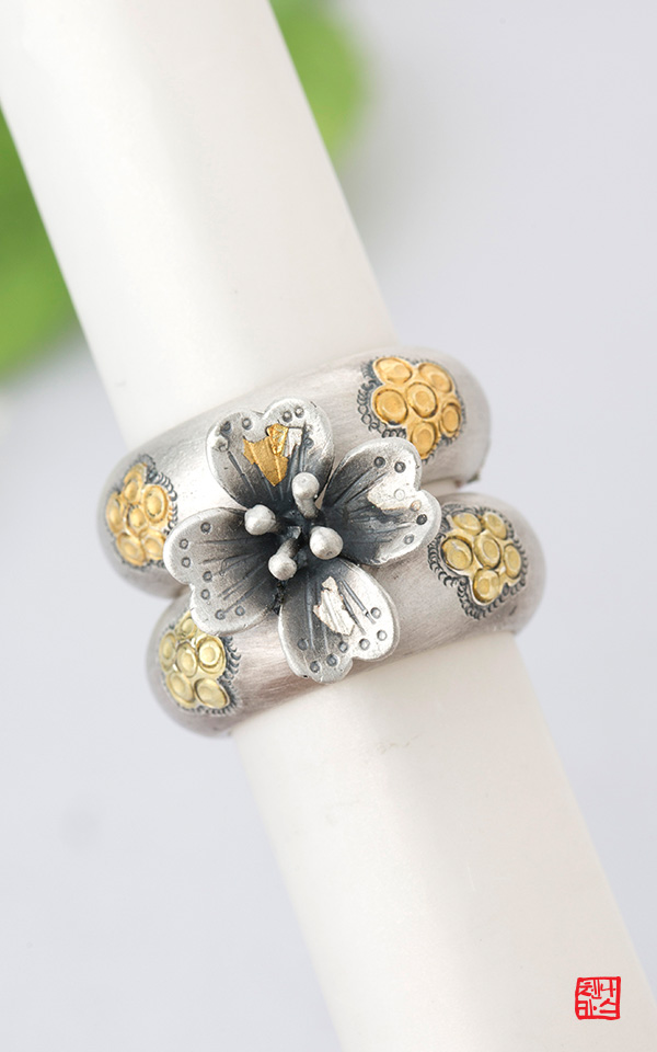 1435040 - [나스첸카 NASCHENKA] 우리 정통 금부 꽃 은쌍가락지 _ 은가락지 _ 가락지 쌍가락지 은반지 은쌍가락지