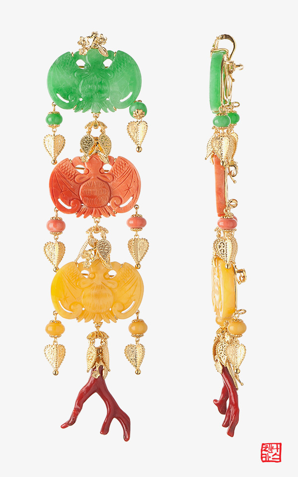 1498566 - [나스첸카 NASCHENKA] 4단 분리가 되는 프리미엄 박쥐 삼작 노리개, 목걸이, 브로치 팬던트