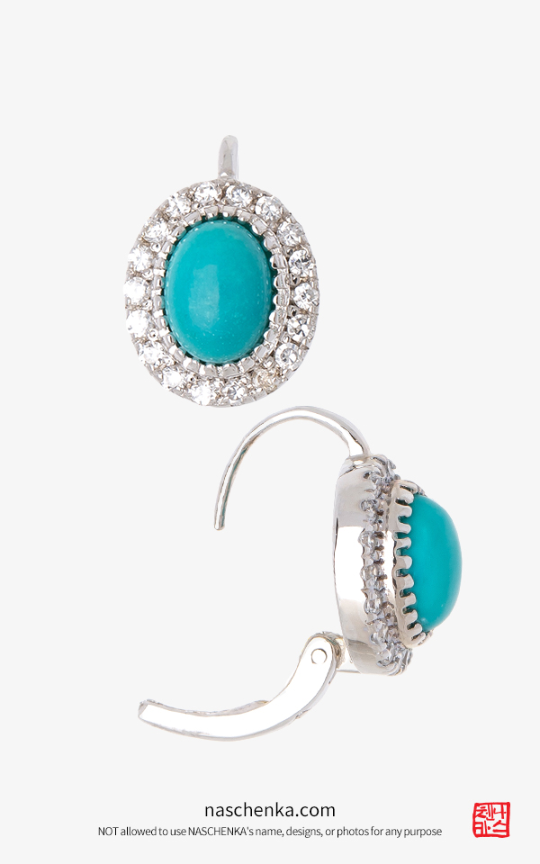 1541388 - [NAS] Turquoise hathaway earring [실버 수공예 터키석 귀걸이]