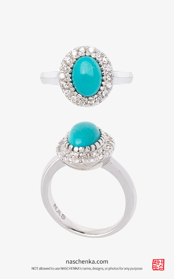 4636 - [NAS] Turquoise hathaway ring [실버 수공예 터키석 반지]