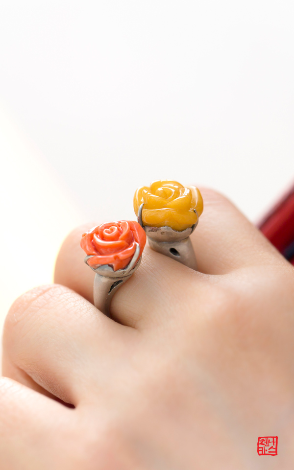 1462056 - [477] pre production sample _ 호박 반지 산호 반지