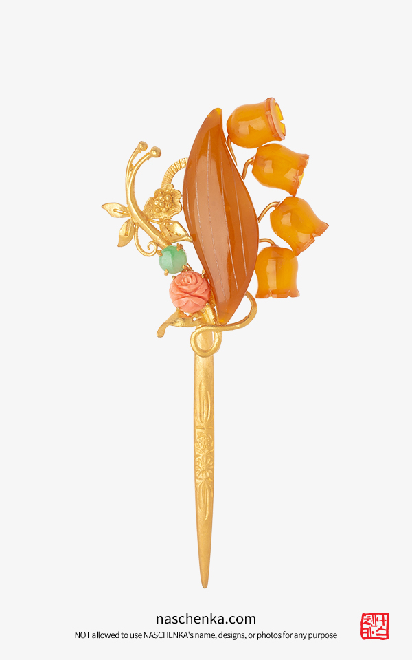 1545509 - 한복 뒤꽂이 호박뒤꽂이 밀화뒤꽂이 은뒤꽂이 한복장신구 금방울꽃 나스첸카 NASCHENKA