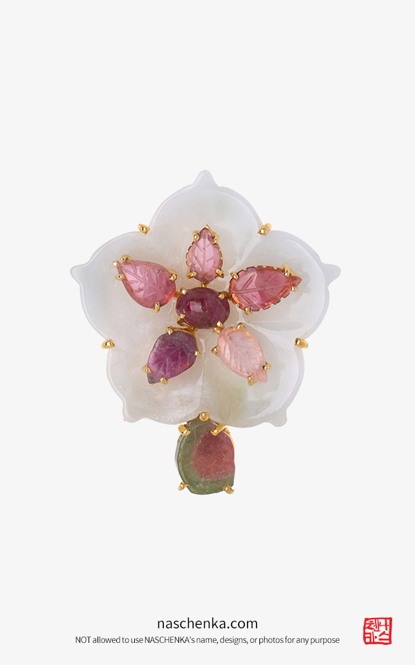 1545715 - 비취 브로치 토르마린 브로치 한복 브로치 원석 브로치 만개 도라지꽃 2 나스첸카 NASCHENKA
