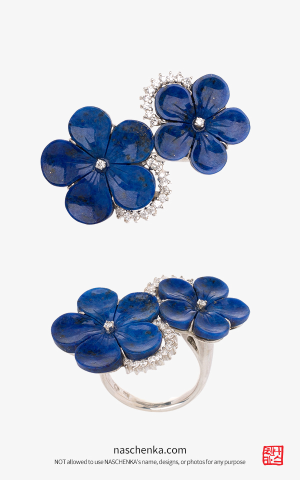 1546351 - 라피스라쥴리 반지 청금석 반지 은 반지 오픈형 반지 꽃 반지 나는 예쁜 청금석 반지 입니다 나스첸카 NASCHENKA