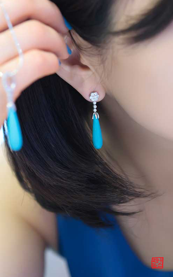 9196 - [나스첸카 NASCHENKA] 반짝이는 매력녀 _  터키석 귀걸이
