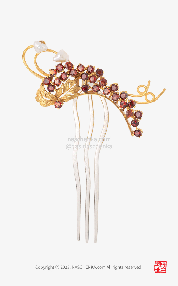 1550527 - [나스첸카 NASCHENKA] Garnet 가넷 나비 하이엔드 한복 뒤꽂이 쥬얼리 Hanbok hair jewelry
