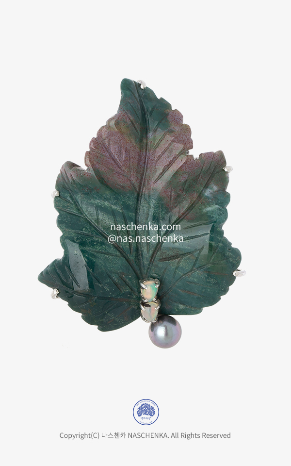 1555175 - [나스첸카 NASCHENKA] 나뭇잎 그윽 _ 아게이트 브로치 