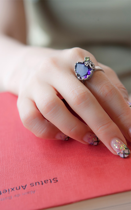 7922 - [나스첸카 NASCHENKA] 널 보러왔어 [실버 수공예 자수정 패리돗트 반지]