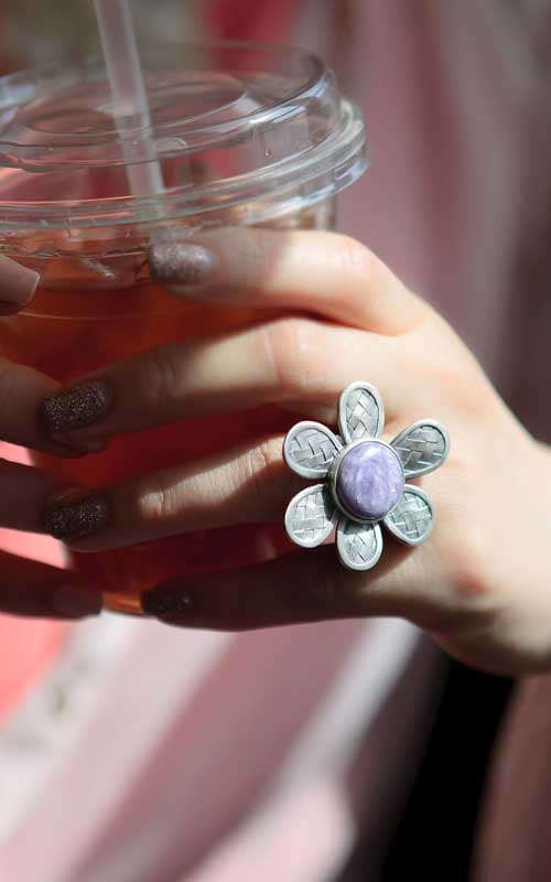 8840 - [나스첸카 NASCHENKA] 살며 사랑하며 [실버 수공예 채로아이트 반지]