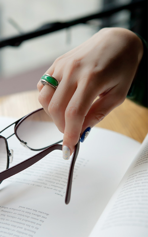 9373 - [나스첸카 NASCHENKA] 비취 각선미 [실버 수공예 염색 처리 비취 반지]