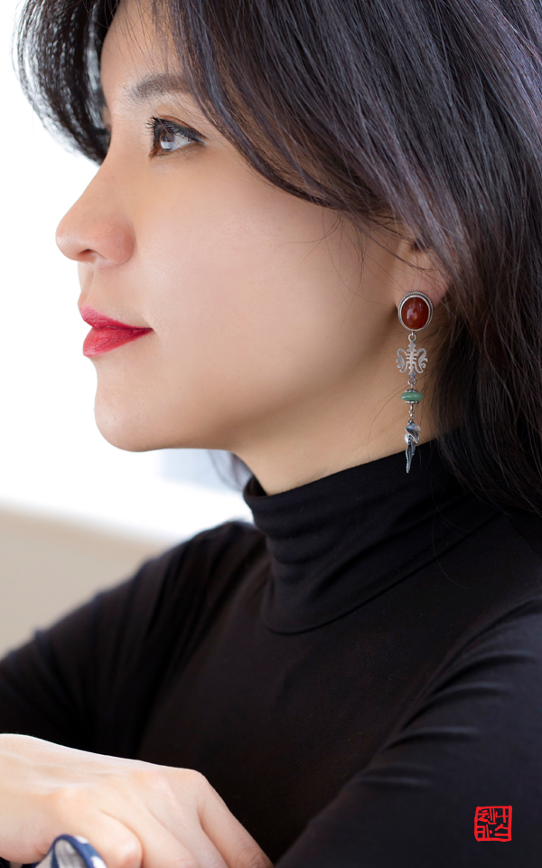 5782 - [나스첸카 NASCHENKA] 여자의 마음 [실버 수공예 자마노 귀걸이]