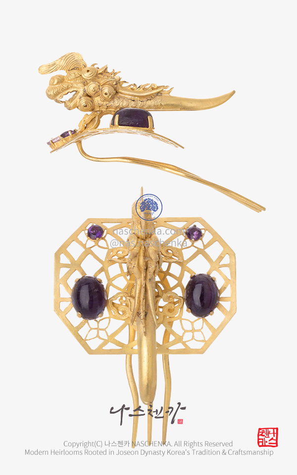 10953543 - [나스첸카 NASCHENKA] 티아라 용 첩지 NASCHENKA 첩지형 용 티아라 (Dragon Tiara Hair Ornament) Traditional Korean Jeweled Tiara Inspired by Joseon Dynasty 
