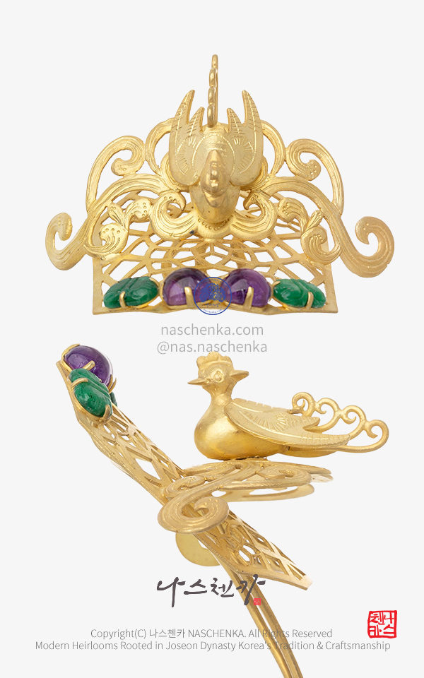 10954493 - [나스첸카 NASCHENKA] 티아라 봉황 첩지 NASCHENKA 첩지형 봉황 티아라 (Phoenix Tiara Hair Ornament) Traditional Korean Jeweled Tiara Inspired by Joseon Dynasty