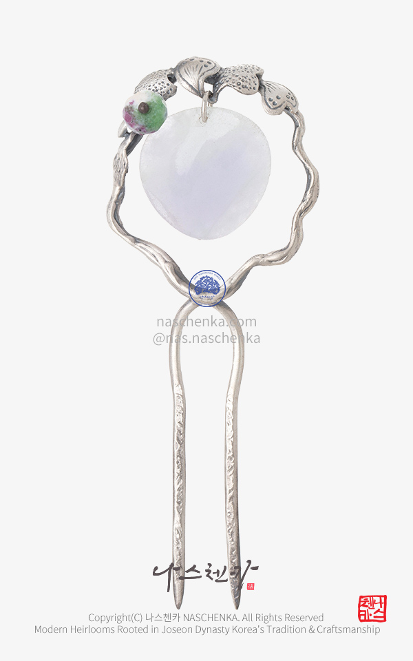 10954542 - [나스첸카 NASCHENKA] Midnight Blossom 미드나잇 블로섬_ 은 뒤꽂이 _ 한복 헤어핀 Korea hair pin 
