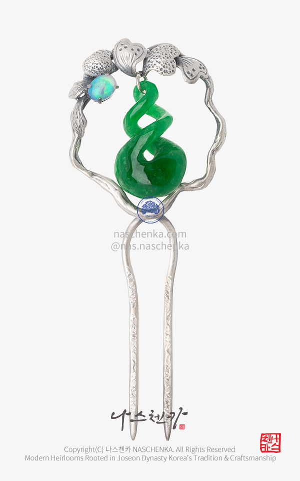 10954543 - [나스첸카 NASCHENKA] Midnight Blossom 미드나잇 블로섬_ 은 뒤꽂이 _ 한복 헤어핀 Korea hair pin 