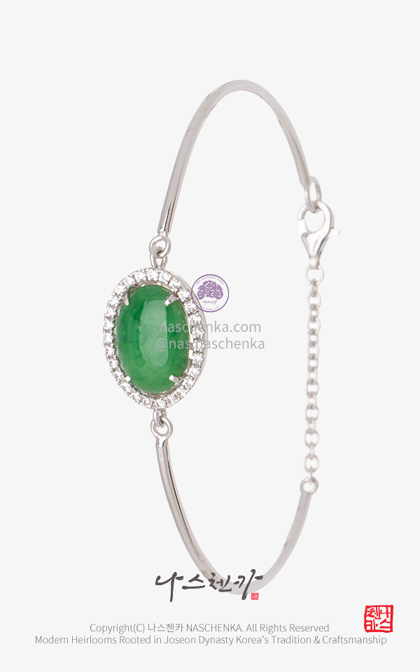 10955503 - [나스첸카 NASCHENKA] 세련된 비취 은 팔찌