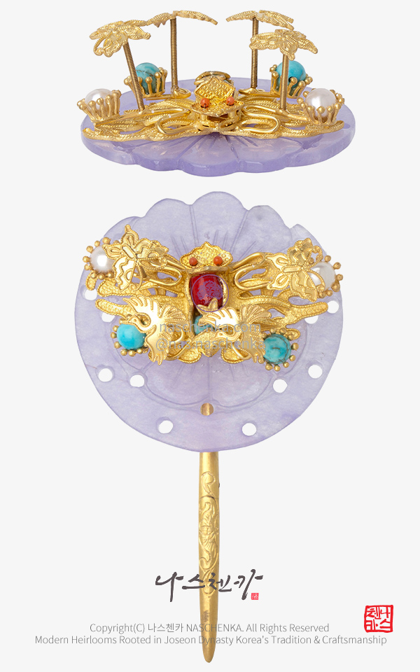 10954915 - [나스첸카 NASCHENKA] 대전 왕후 _ 보라 원형 나비 떨잠 뒤꽂이