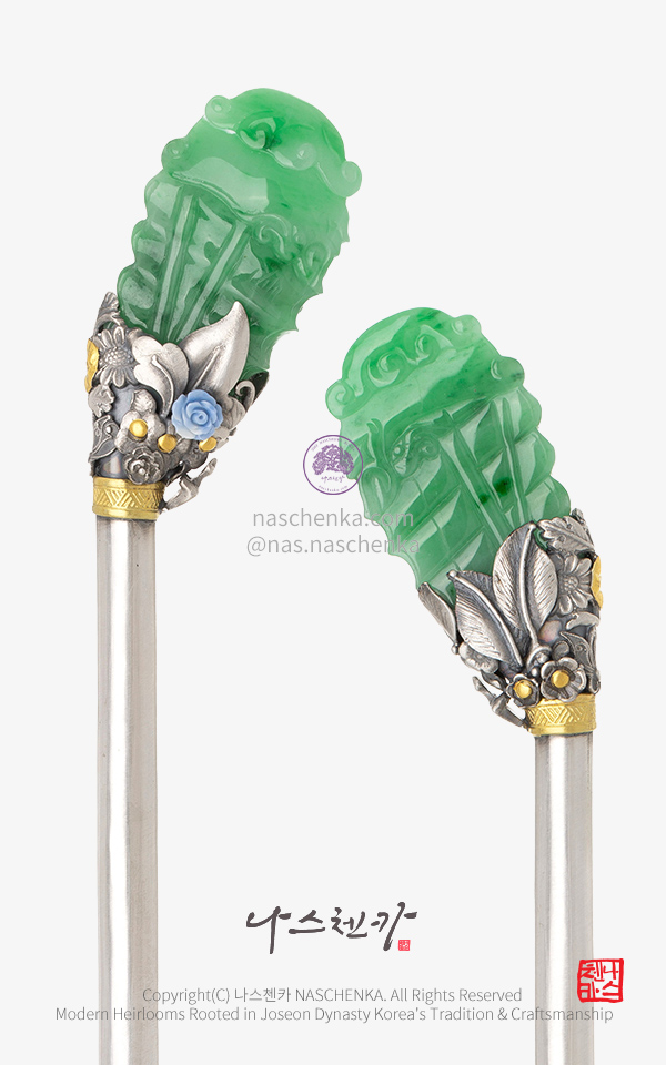10956647 - [나스첸카 NASCHENKA] 권력의 중심  6. 조선 비취 은비녀 — 고급 천연석 나스첸카 NASCHENKA 은세공 전통공예 비취 비녀