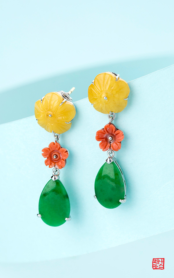 1272925 - [나스첸카 NASCHENKA] 애교 삼작 _ 비취 귀걸이