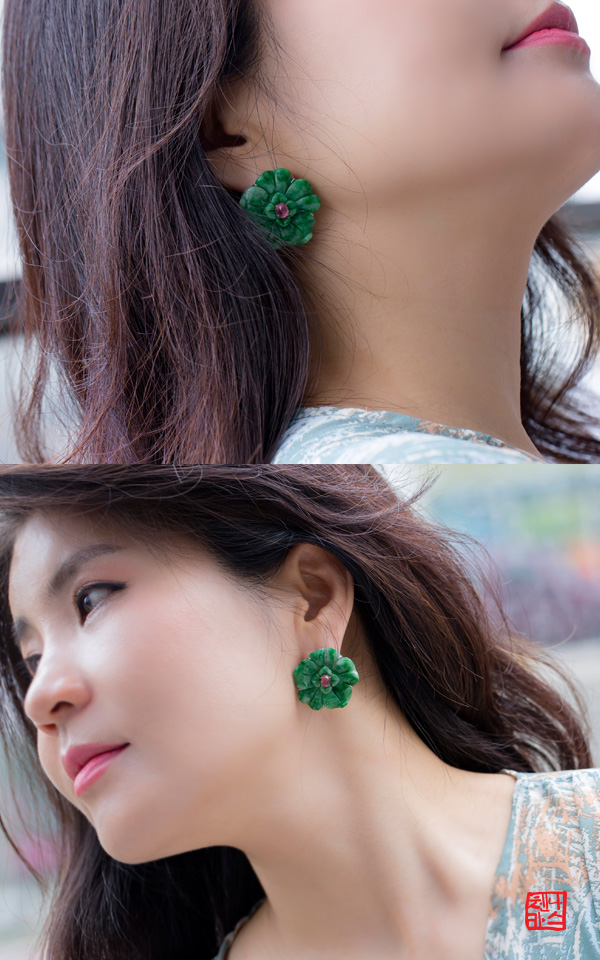 1384410 - [나스첸카 NASCHENKA] 그린 그린하니 _ jade 비취 귀걸이