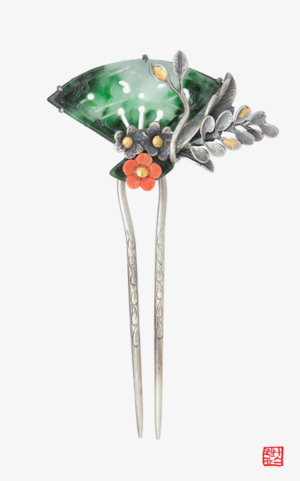 1406125 - [나스첸카 NASCHENKA] 기댈수있는 어깨가 있어 2 _ 비취 뒤꽂이 _ 한복 머리장식 _ 결혼준비 _ 신랑어머니한복 쪽진머리비녀