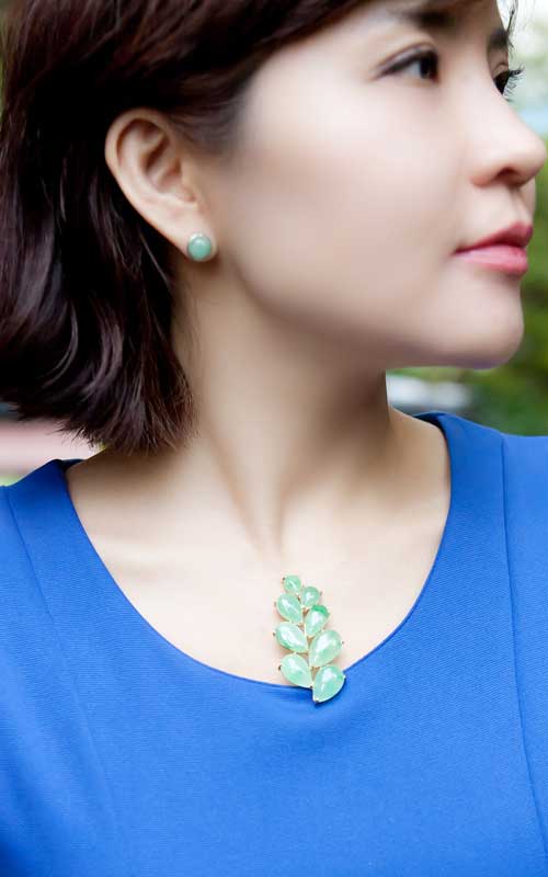 9671 - [나스첸카 NASCHENKA] 비취닷 [실버 수공예 비취 귀걸이]