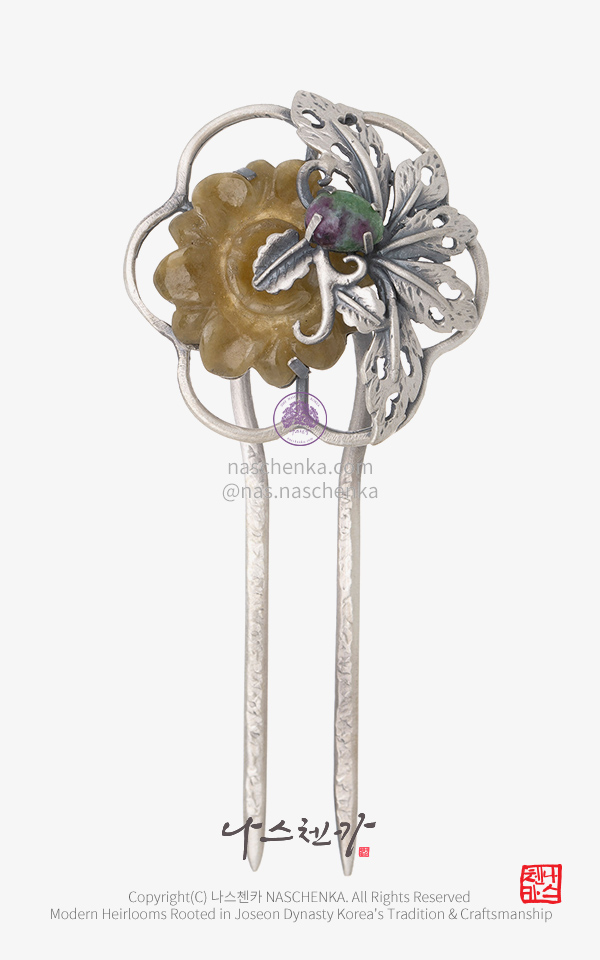 10954716 - [나스첸카 NASCHENKA] 너에게 말하고 싶은  그 말 _ 루비조이사이트 비취 뒤꽂이 Silver 925 