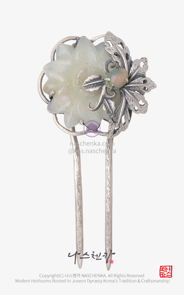 10954717 - [나스첸카 NASCHENKA] 너에게 말하고 싶은  그 말 2 _ 오팔 비취 뒤꽂이 Silver 925 