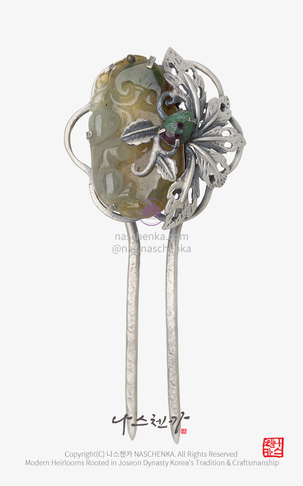 10954718 - [나스첸카 NASCHENKA] 너에게 말하고 싶은  그 말 3 _ 루비조이사이트 비취 뒤꽂이 Silver 925 
