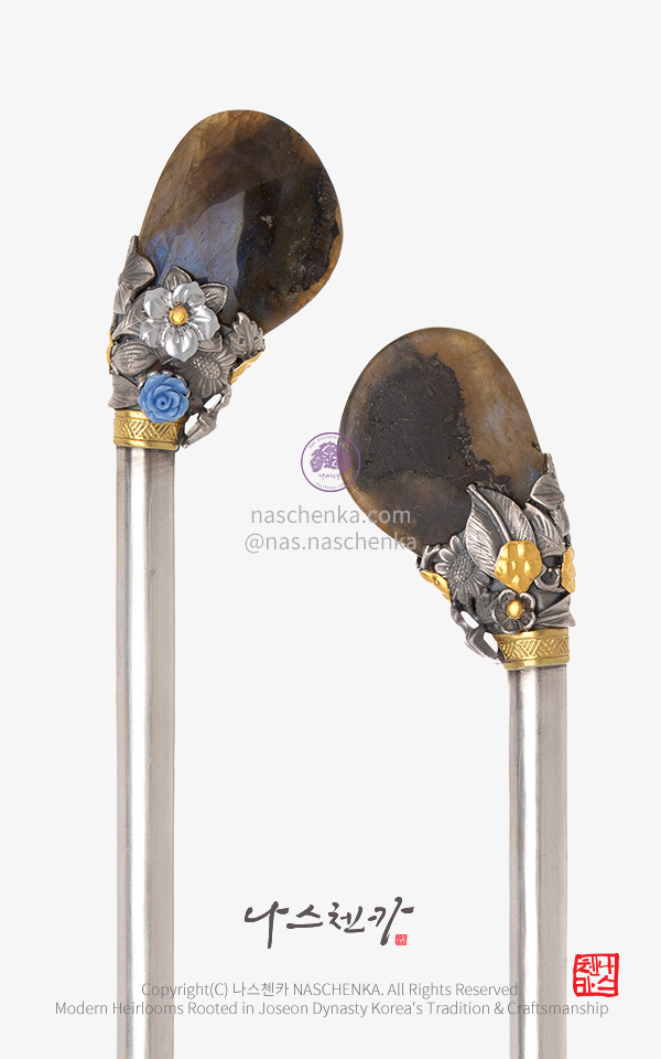 10956688 - [나스첸카 NASCHENKA] 시간은 추억속에 _ 레브라도라이트 원석 은 비녀 