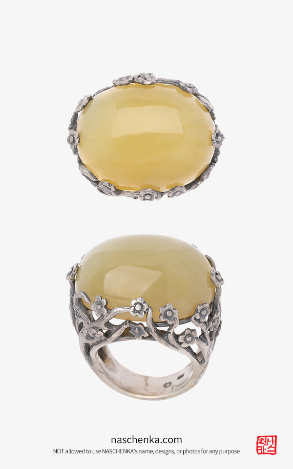 1539252 - 블랙핑크 지수가 선택한 반지 [나스첸카 NASCHENKA] 옐로우 오팔 반지 silver 925