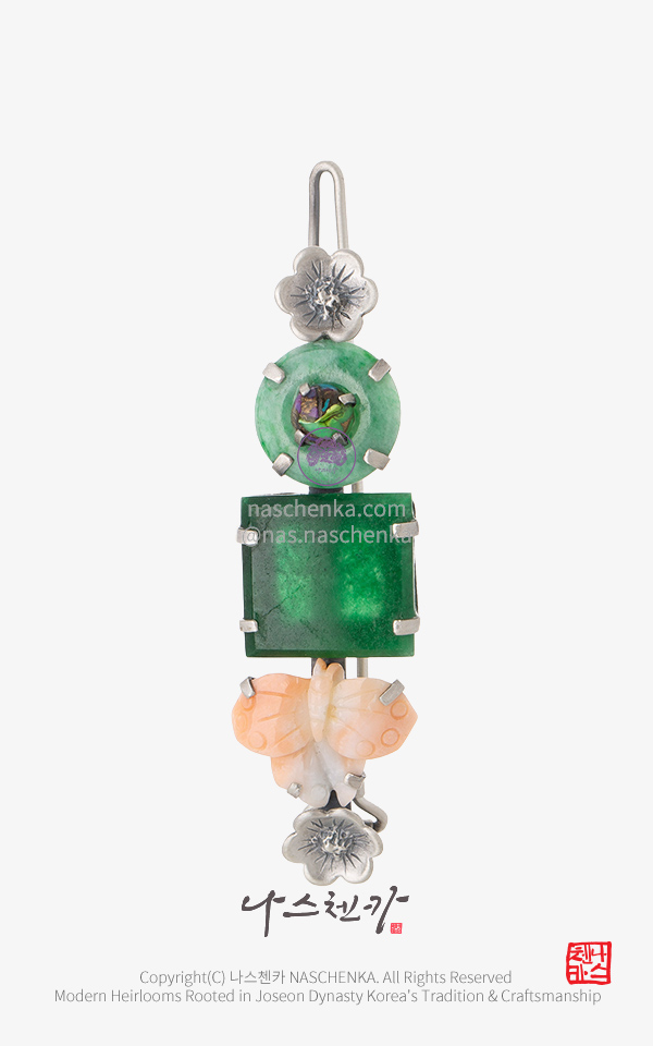10957092 - [나스첸카 NASCHENKA] 한복 머리장식의 뉴 웨이브 _ 비취 산호 머리핀 