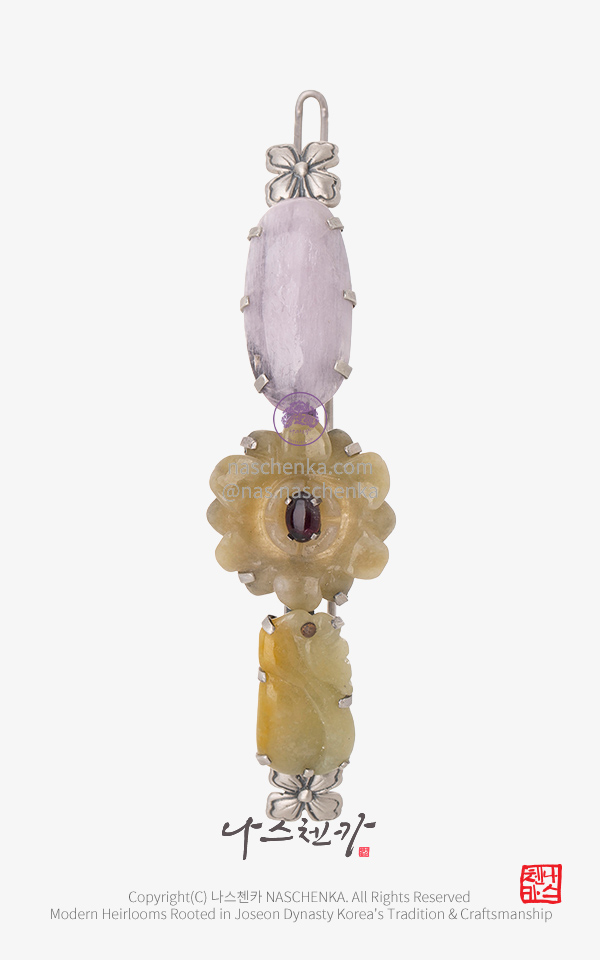 10957127 - [나스첸카 NASCHENKA] 생각보다 넓은 활용도 _ 다양한 스타일링 나스첸카 NASCHENKA 쿤자이트 유색원석 머리핀 