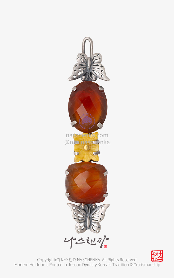 10957129 - [나스첸카 NASCHENKA] 한복 머리스타일 조선의 왕실 미감으로 정교하고 고급스러운 예쁜 나스첸카 NASCHENKA 호박 카넬리언 머리핀 