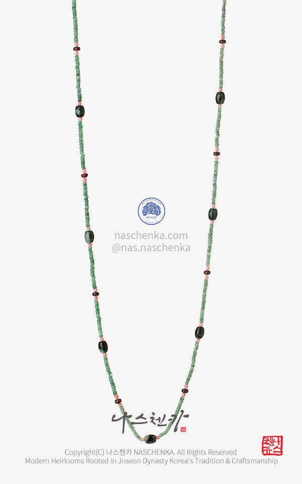 10953885 - [나스첸카 NASCHENKA] Saja K-Gat Strap Necklace | 사자 K-갓끈 Necklace 비취 원석 목걸이
