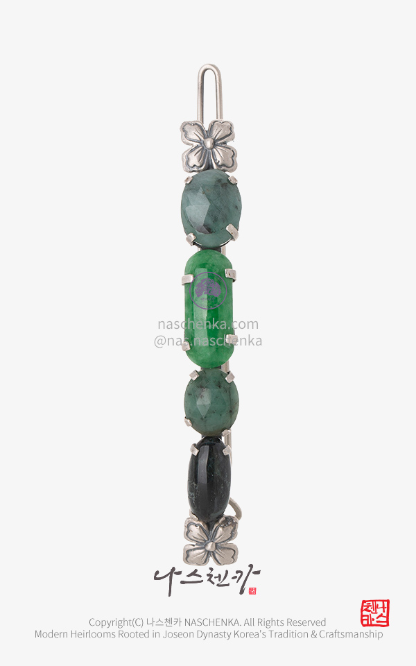 10957130 - [나스첸카 NASCHENKA] 당신의 전통은, 얼마나 아름답습니까 Is Your Tradition Beautiful Enough? _ 토르마린 에메랄드 비취 머리핀 헤어핀 