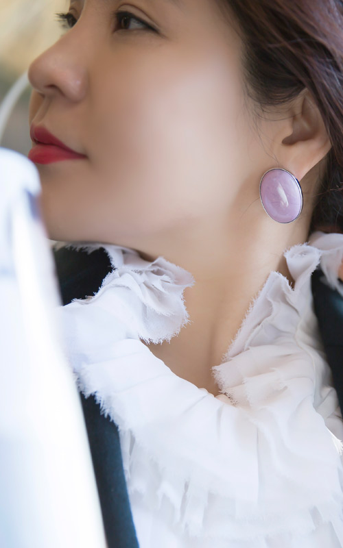 5087 - [나스첸카 NASCHENKA] 커다란 핑팥죽 DOT [실버 수공예 포시포시더라이트 귀걸이 ]