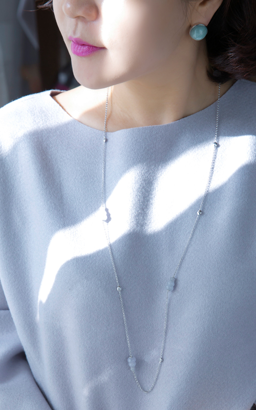 7049 - [나스첸카 NASCHENKA] 은은한 비취 DOT : 20 mm [실버 수공예 비취 귀걸이]