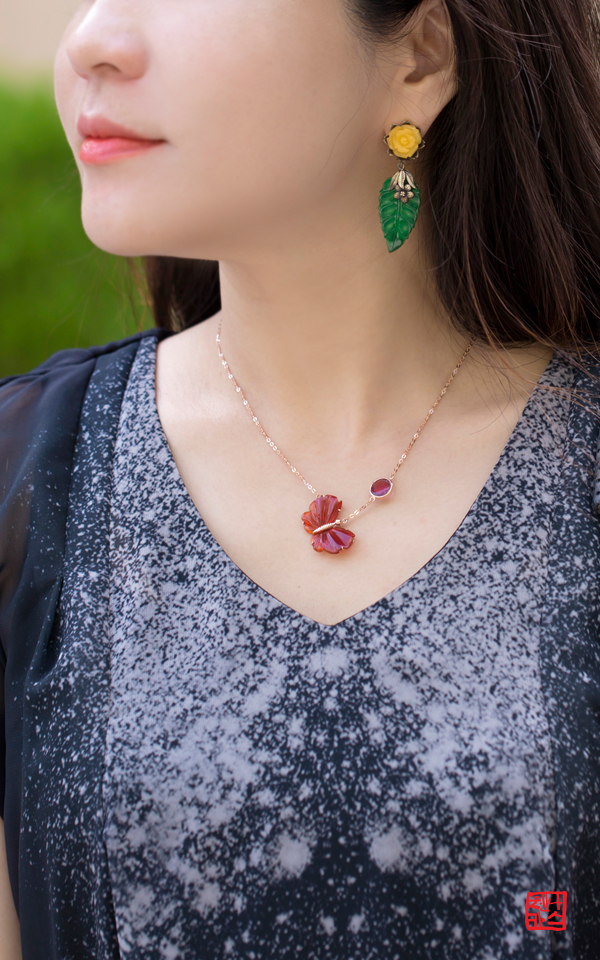 4000 - [나스첸카 NASCHENKA] 지금 이곳은 봄이 한창중 [실버 수공예 호박 귀걸이]