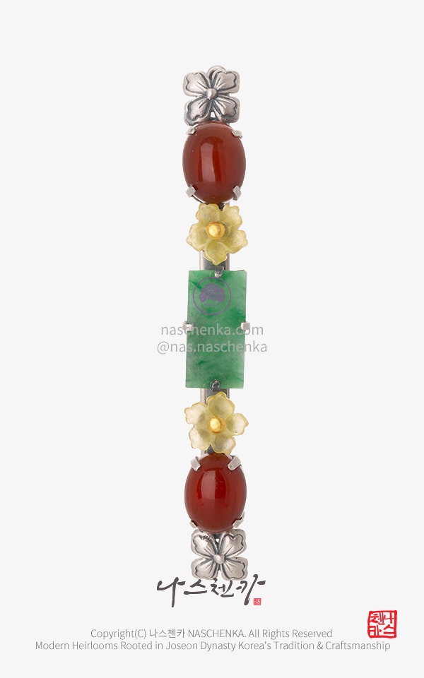 10957132 - 전통 머리핀 [나스첸카 NASCHENKA] 고전미를 담은 어려진 미모 _ 자마노 비취 은 머리핀 헤어핀 