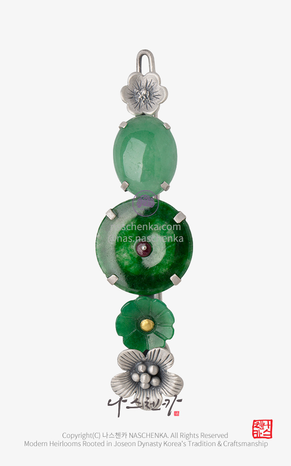 10957196 - 전통 머리핀 [나스첸카 NASCHENKA] 쓸쓸한 기분에 유리창을 열어 _ 비취 머리핀 전통 헤어핀 