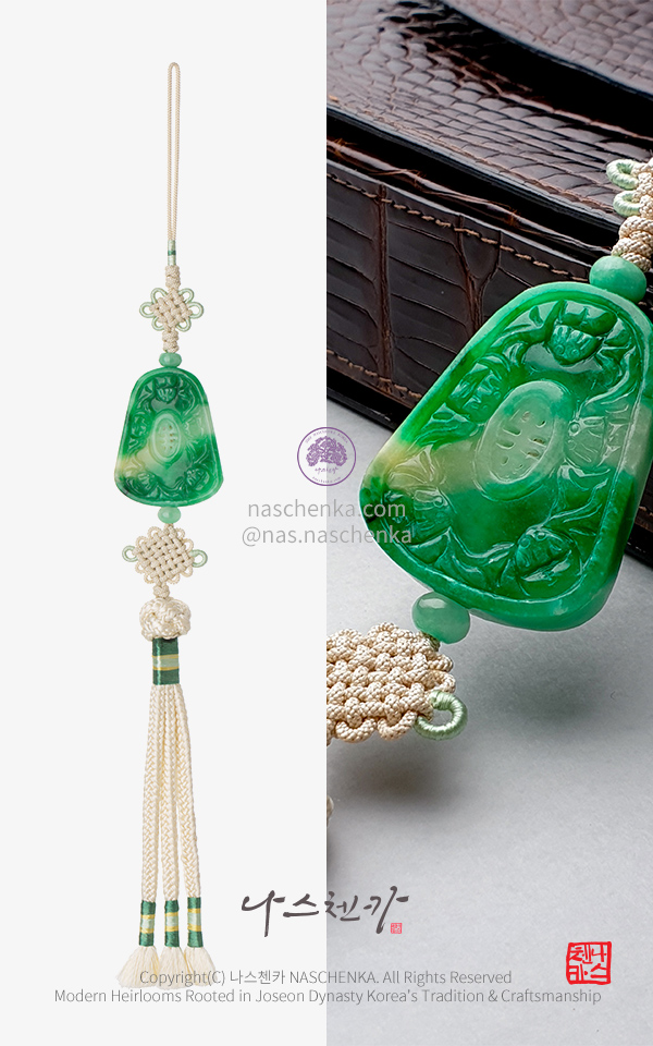 10958044 - 전통 노리개 [나스첸카 NASCHENKA] 복을 부르는 마름 비취 노리개, 장수의 상징