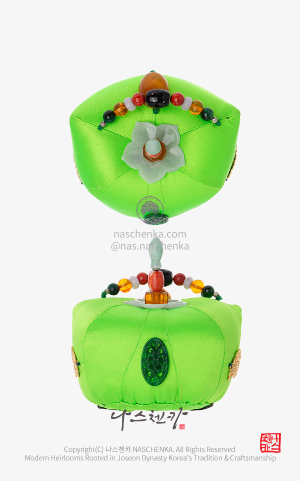 10957484 - [나스첸카 NASCHENKA] 오롯한 삼작 외봉 형광 연두 족두리