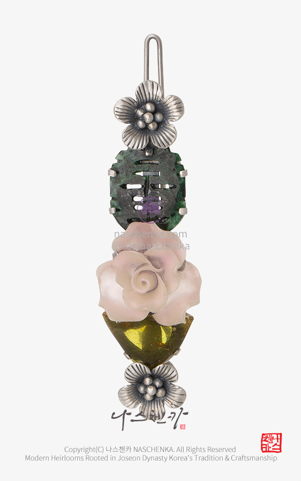 10957540 - 전통 머리핀 [나스첸카 NASCHENKA] 야무진 마음 _비취 머리핀 소재 은 