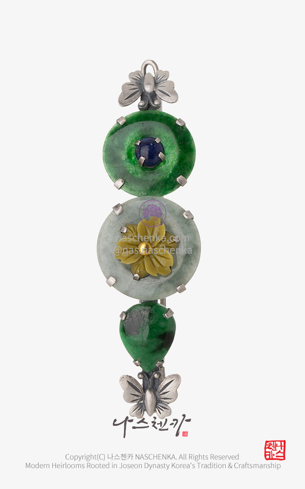 10957199 - 비취 머리핀 [나스첸카 NASCHENKA] 멋짐을 담아내다 2 _ 비취 은 헤어핀 전통장신구 