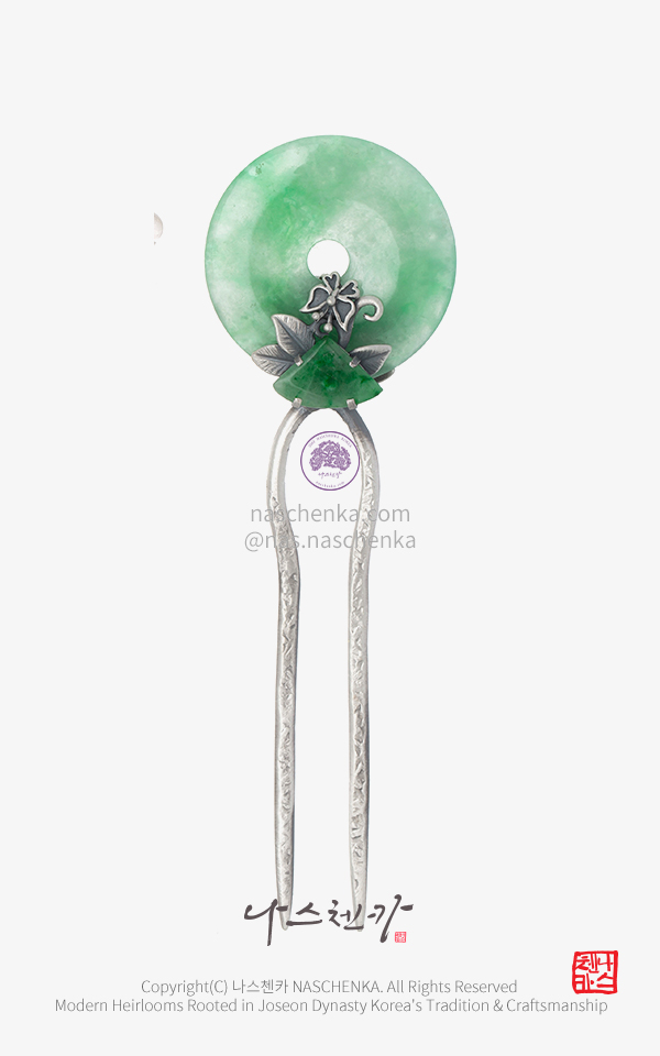 10958245 - 한복 머리장식 [나스첸카 NASCHENKA] 내 말 좀 들어봐 _ 비취 은 뒤꽂이 Dwikkoji 
