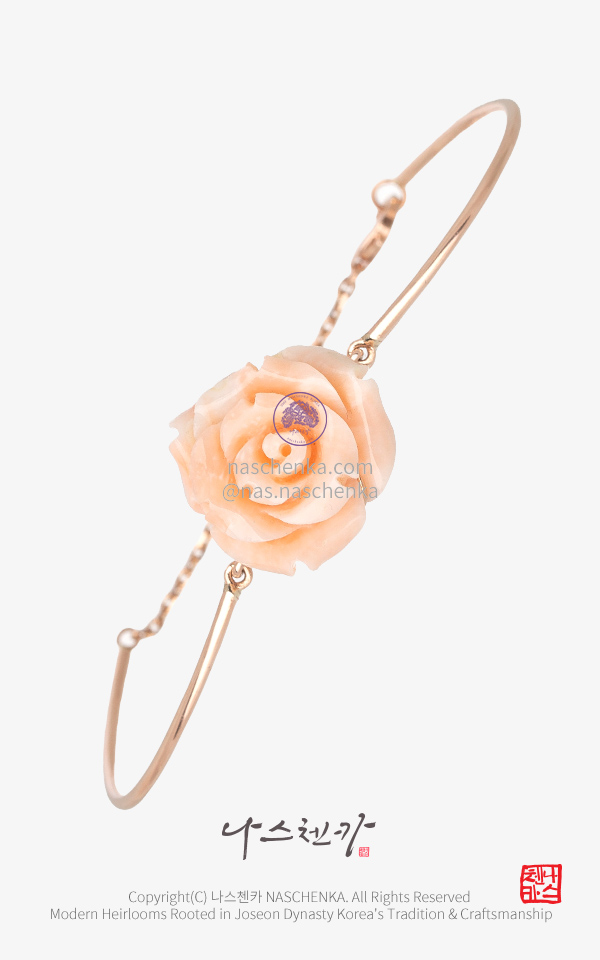 10958209 - Pink Rose coral bracelet [나스첸카 NASCHENKA] 탐스러운 여자 산호 _ 14K 핑크 골드 산호 팔찌