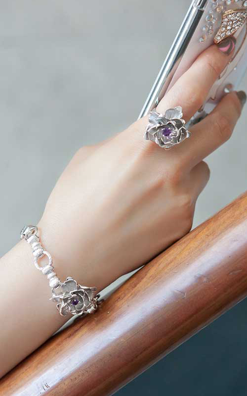 828513 - [나스첸카 NASCHENKA] NASCHENKA 로즈 _ 은 자수정 팔찌