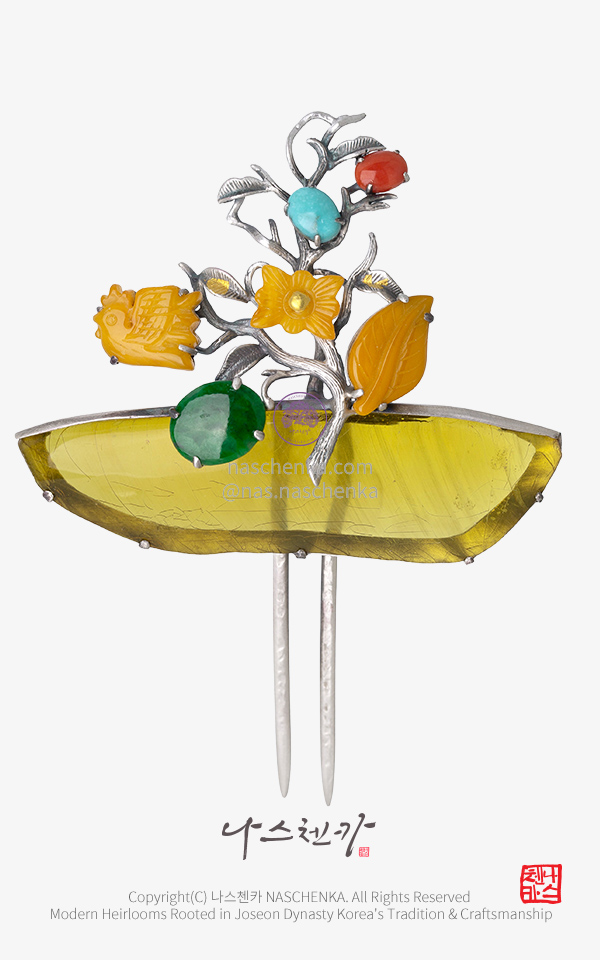 10958378 - 나스첸카 NASCHENKA 뒤꽂이로 시작하면 상위 1프로 _ 나스첸카 NASCHENKA 금파 호박 은 뒤꽂이 은 silver 925